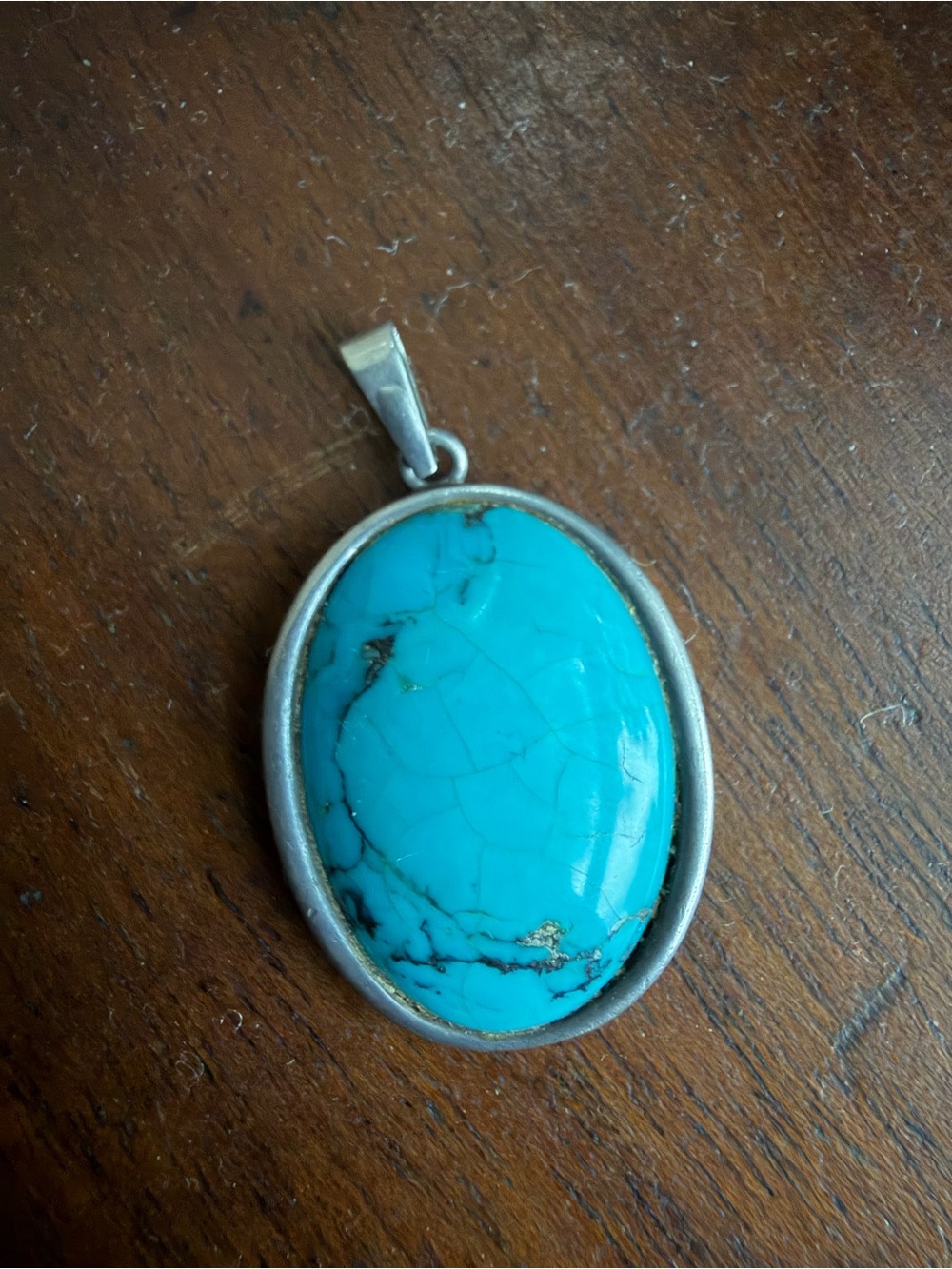 Sterling Native American Turquoise Pendant 6.82g